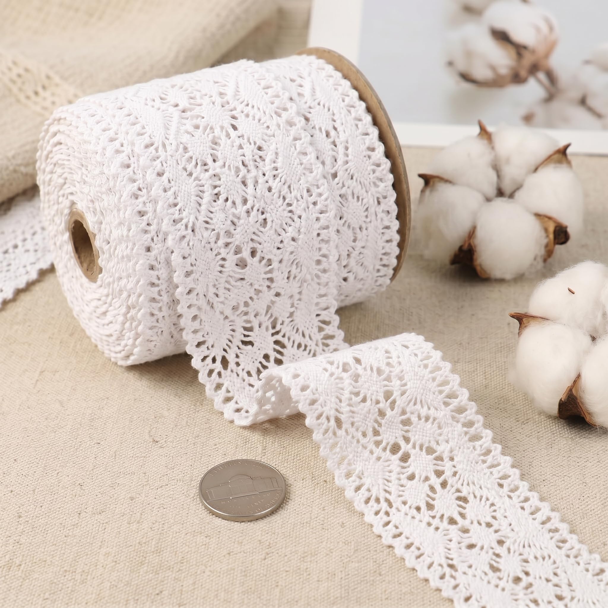 Amazon.com: White Lace Ribbon 16 Yards Crochet Lace Trim Cotton